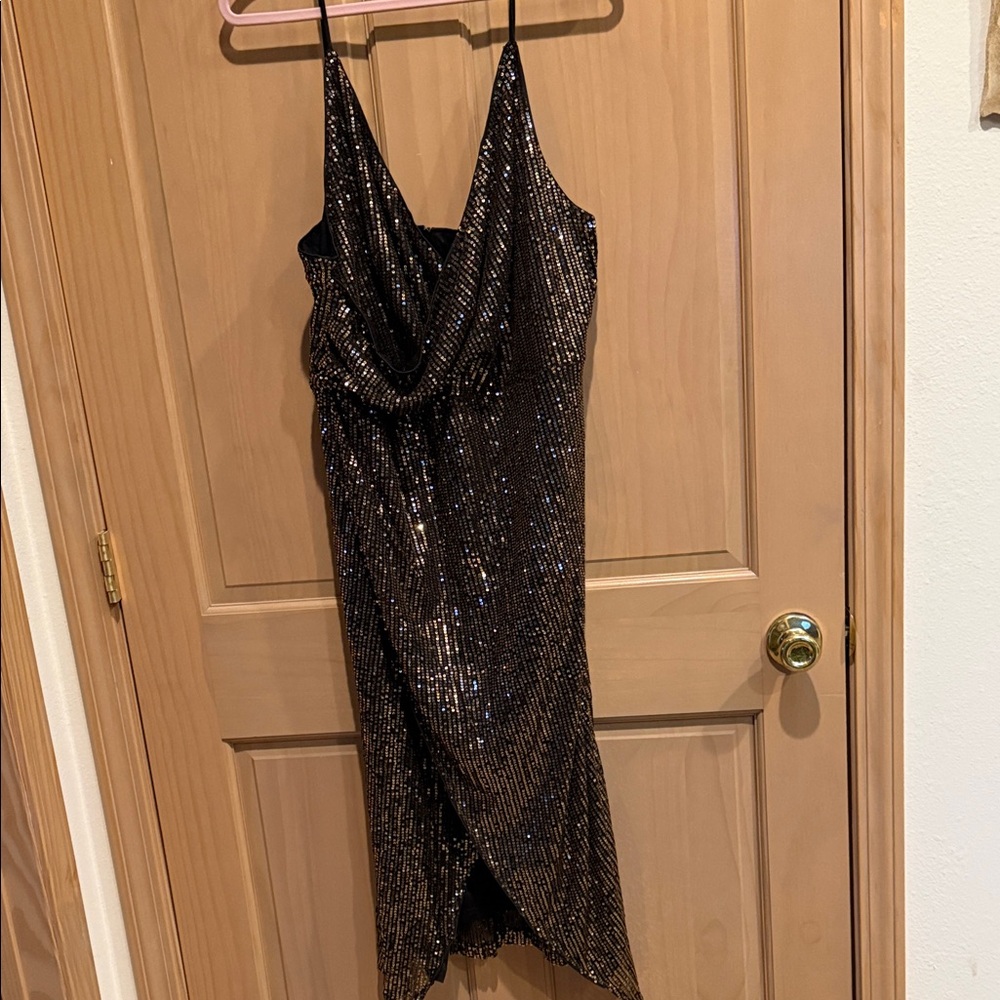 Stunning Black Sequin Backless Dress